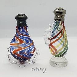 PAIR Vintage Hand Blown MURANO Venetian Studio Art Glass Salt & Pepper SHAKERS