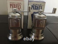 PERFEX'Office' Crank Salt & Pepper Mill Set France 4.5 Authentic BNIB