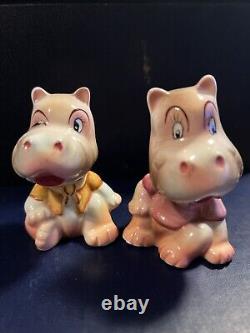 PY Inspired Japan Anthropomorphic Hippo Salt And Pepper. Rare Vintage HTF