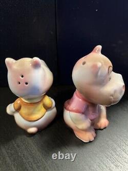 PY Inspired Japan Anthropomorphic Hippo Salt And Pepper. Rare Vintage HTF