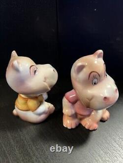 PY Inspired Japan Anthropomorphic Hippo Salt And Pepper. Rare Vintage HTF