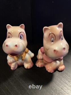 PY Inspired Japan Anthropomorphic Hippo Salt And Pepper. Rare Vintage HTF