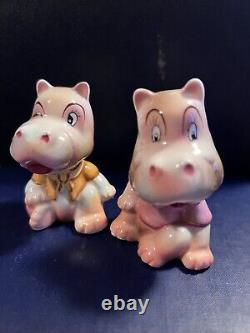 PY Inspired Japan Anthropomorphic Hippo Salt And Pepper. Rare Vintage HTF