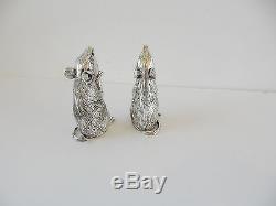 Pair Novelty 800 Silver Novelty Mouse Mice Salt & Pepper Shakers Stamped