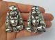 Pair Old Asian Sterling Silver Buddha Salt & Pepper Shakers Signed Japanese