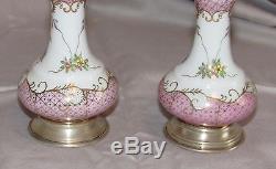 Pair Old or Antique Salt and Pepper Shakers Meissen Type Porcelain with Sterling