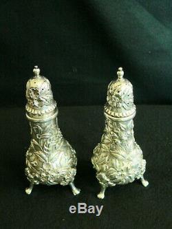 Pair, S. Kirk & Son Sterling Silver Repousse Salt & Pepper Shakers #9