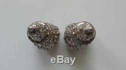 Pair Stieff ROSE Sterling Silver Repousse Salt & Pepper Shakers