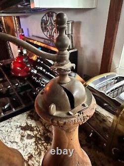 Pair Vintage Wood & Brass Salt Shaker & 19 Pepper Mill Grinder Made in Italy
