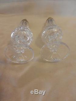 Pair of Neiman Marcus Cut Glass Salt & Pepper Shakers with Silverplate