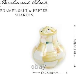 Parchment Check Salt and Pepper Shakers, Enamel Shaker Set