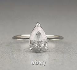 Pear Shaped Gray Salt And Pepper Ring Moissanite Engagement Ring Solitaire Ring