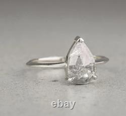 Pear Shaped Gray Salt And Pepper Ring Moissanite Engagement Ring Solitaire Ring