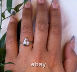 Pear Shaped Gray Salt And Pepper Ring Moissanite Engagement Ring Solitaire Ring