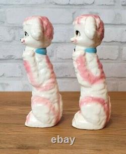 Pink Poodle Vintage Salt and Pepper Shakers Tall 7.5 inch figurines Japan