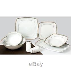 Porcelain Gold Dinner Set Luxury Crockery Side Dining Plates Bowls Salt Pepper