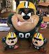RARE! 1970's Looney Tunes NFL TAZ PACKERS Cookie Jar with Salt & Pepper Shakers