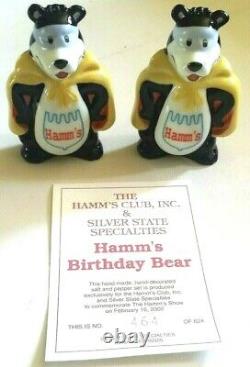 RARE! 2002 Hamm's Beer Bears Super Heros Salt and Pepper Set with Original Box