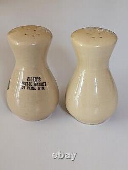 RARE Apple Watt Pottery Salt Pepper Shakers De Pere Wisconsin Advertising