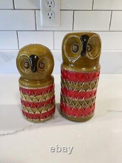 RARE Bitossi Owl Mid Italian Pottery MCM Italy Salt Pepper Shakers Raymor Londi