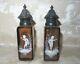 RARE MATCHING Victorian 1890's Mary Gregory Amber Glass Salt & Pepper Shakers