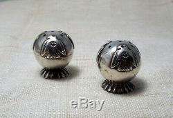 RARE NAVAJO STERLING SALT & PEPPER SHAKERS. OLD PAWN FRED HARVEY. Circa 1930's