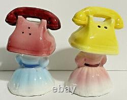 RARE PY 1950's ANTHROPOMORPHIC Salt & Pepper TELEPHONES Shakers Made in Japan