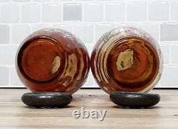 RARE Victorian Glass Shakers 2 Set Tapered Amberina Barrel Hand Decorated 1883