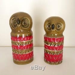 RARE Vintage BITOSSI Ceramic POTTERY Large OWL Figures SALT Pepper SHAKERS Italy