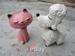 RARE Vintage HOLT HOWARD pink CAT & white DOG salt and pepper vintage 1960's