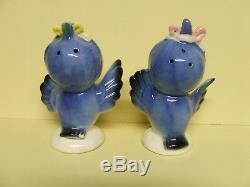 RARE Vintage Lefton Blue Birds with Bows Salt & Pepper Shakers (Japan)