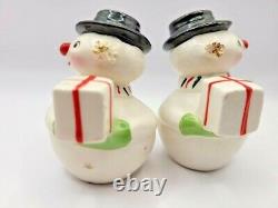 RARE! Vtg HOLT HOWARD Spaghetti Snowman Christmas Salt Pepper & Shakers Set EUC