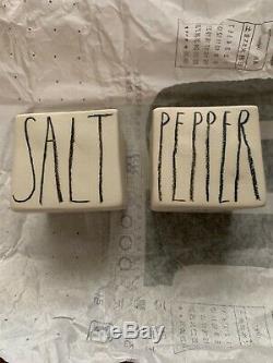 Rae Dunn HTF Square Sketch Salt & Pepper Cellars Handmade By Rae Dunn