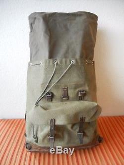 Rar Vintage Swiss Army Military Backpack Rucksack 1952 CH Canvas Salt & Pepper