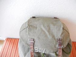 Rar Vintage Swiss Army Military Backpack Rucksack 1957 CH Canvas Salt & Pepper