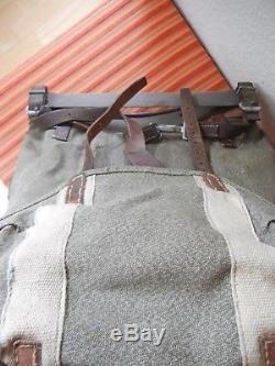 Rar Vintage Swiss Army Military Backpack Rucksack 1957 CH Canvas Salt & Pepper