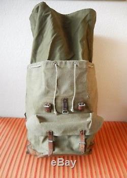 Rar Vintage Swiss Army Military Backpack Rucksack 1967 CH Canvas Salt & Pepper