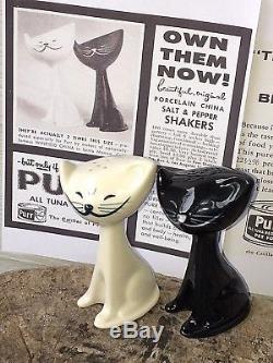 Rare 1955 PURR Pet Food MCM Cat Salt & Pepper Shaker Set holt howard kozy kitten