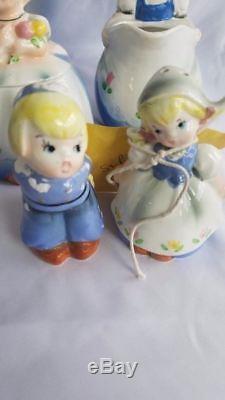 Rare All In One Lefton Dutch Girl Collection Cookie Jar Teapot Salt And Pepper