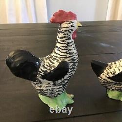 Rare Blue Ridge Southern Pottery Rooster & Hen / Chicken Salt And Pepper Shakers
