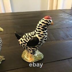 Rare Blue Ridge Southern Pottery Rooster & Hen / Chicken Salt And Pepper Shakers