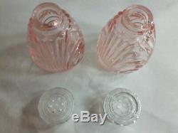 Rare Cambridge Caprice La Rosa Pink #97- 3 Piece Salt & Pepper Set Glass Tops