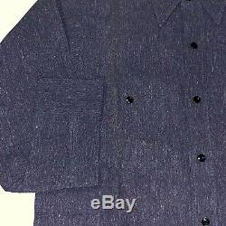 Rare DEADSTOCK Vintage 1940s BLUE Salt and Pepper Work Shirt 1930s