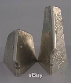 Rare English Solid Sterling Silver Modernist Salt & Pepper Pots 1995 Heads