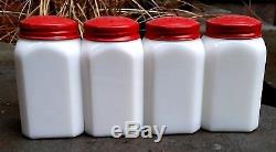 Rare Hazel Atlas Mckee Tipp Milk Glass Art Deco Salt Pepper Flour Sugar Shakers