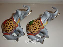 Rare Hollohaza Hungary Pair Elephant Figurine Salt/Pepper Shakers