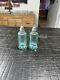 Rare Imperial Candlewick Aquamarine Glass Salt Pepper Shaker 400 / 247