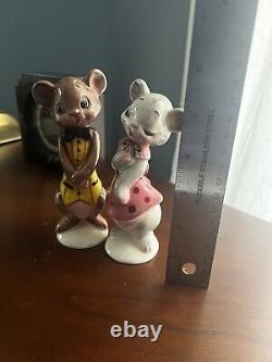 Rare! Large Vintage PY Anthropomorphic Mice Salt and Pepper Shakers Set
