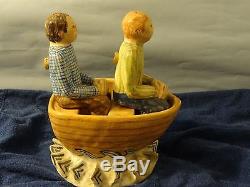 Rare! Marilyn Andrews 1997 Salt & Pepper Shaker Two Men in a Rowboat boat Water