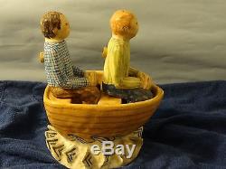 Rare! Marilyn Andrews 1997 Salt & Pepper Shaker Two Men in a Rowboat boat Water